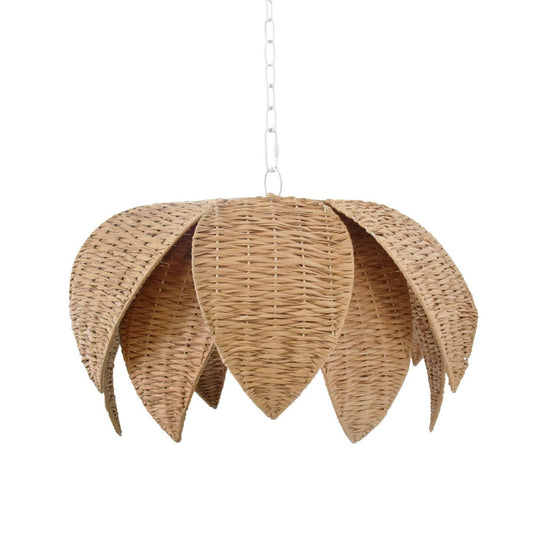 Worlds Away - Lotus Shaped Pendant In Natural Rafia - FRANNY view 2