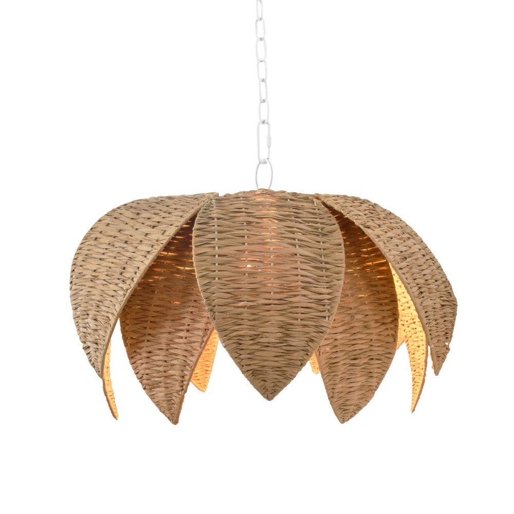 Worlds Away - Lotus Shaped Pendant In Natural Rafia - FRANNY view 3