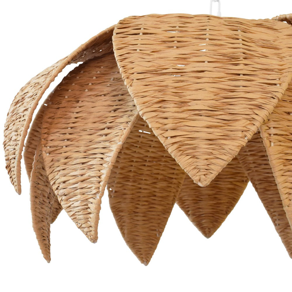 Worlds Away - Lotus Shaped Pendant In Natural Rafia - FRANNY view 4