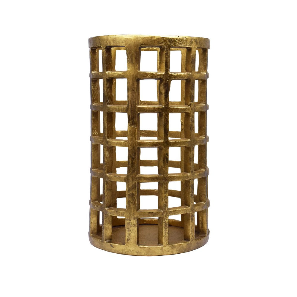Worlds Away - Medium Pillar Candle Holder In Brass Finish - GAGE MED view 1