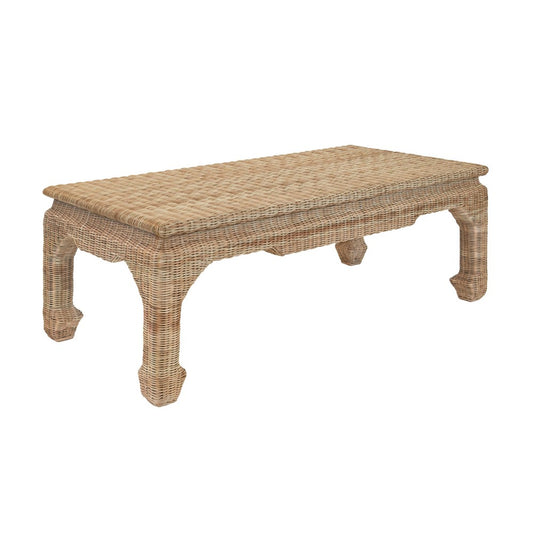 Worlds Away - Ming Style Coffee Table In Woven Rattan - GUINEVERE view 1