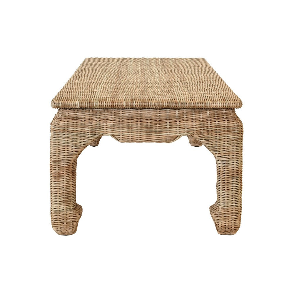 Worlds Away - Ming Style Coffee Table In Woven Rattan - GUINEVERE view 3