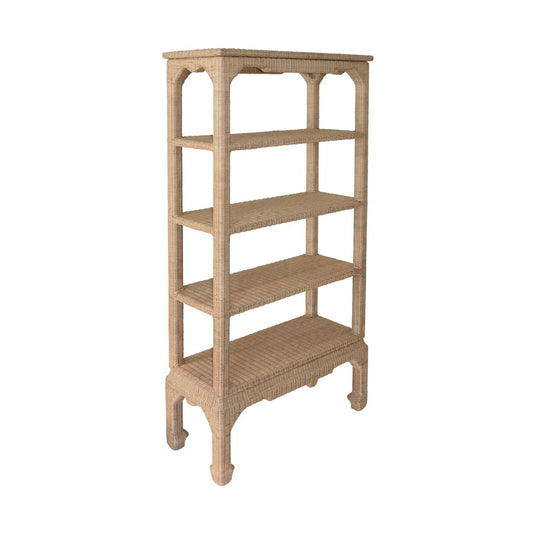 Worlds Away - Ming Style Etagere In Woven Rattan - CAVALIER view 1