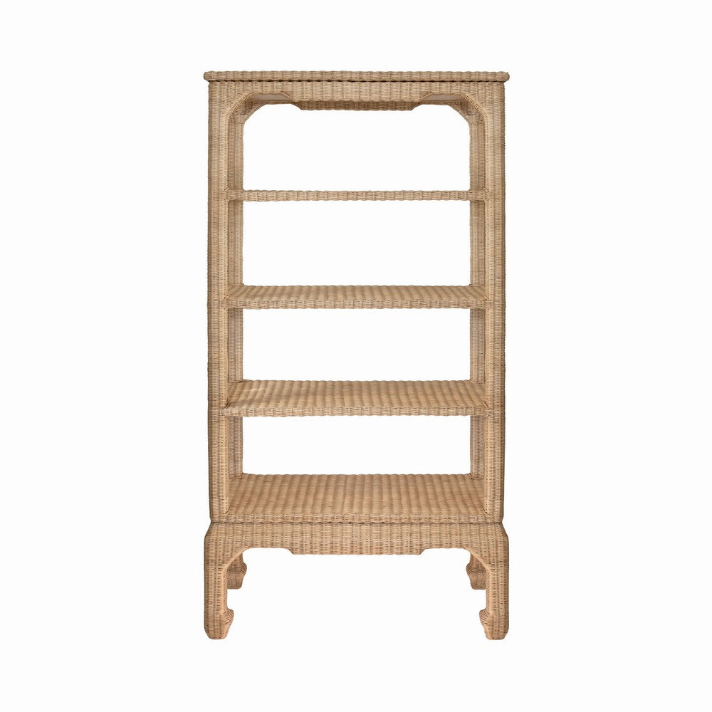 Worlds Away - Ming Style Etagere In Woven Rattan - CAVALIER view 2