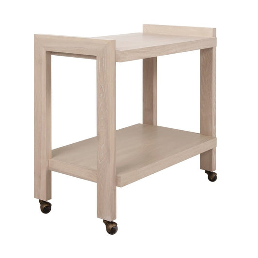 Worlds Away - Minimalist Bar Cart In Light Cerused Oak - ROCKWELL CO view 1