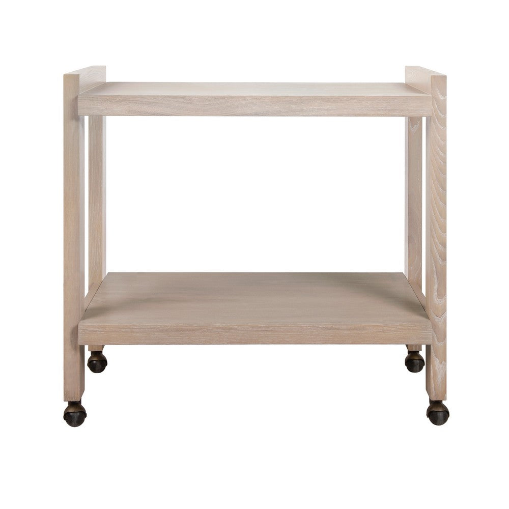 Worlds Away - Minimalist Bar Cart In Light Cerused Oak - ROCKWELL CO view 2