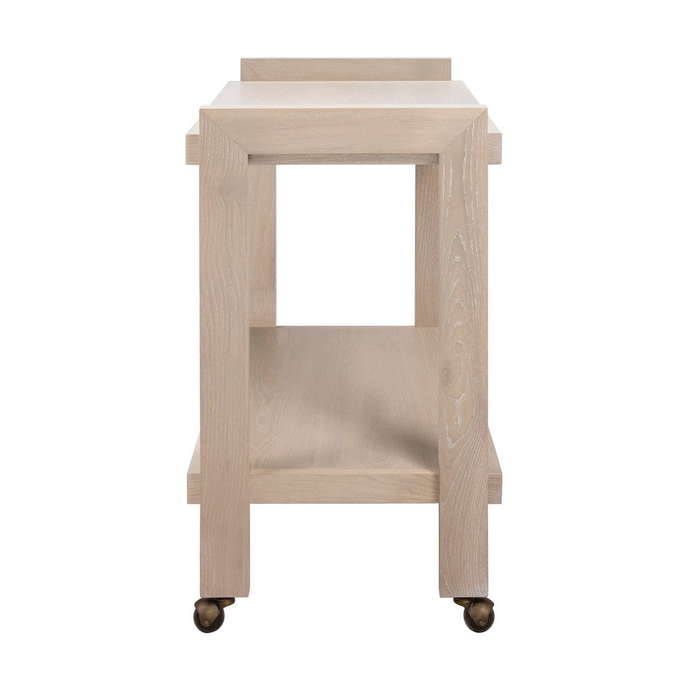 Worlds Away - Minimalist Bar Cart In Light Cerused Oak - ROCKWELL CO view 3