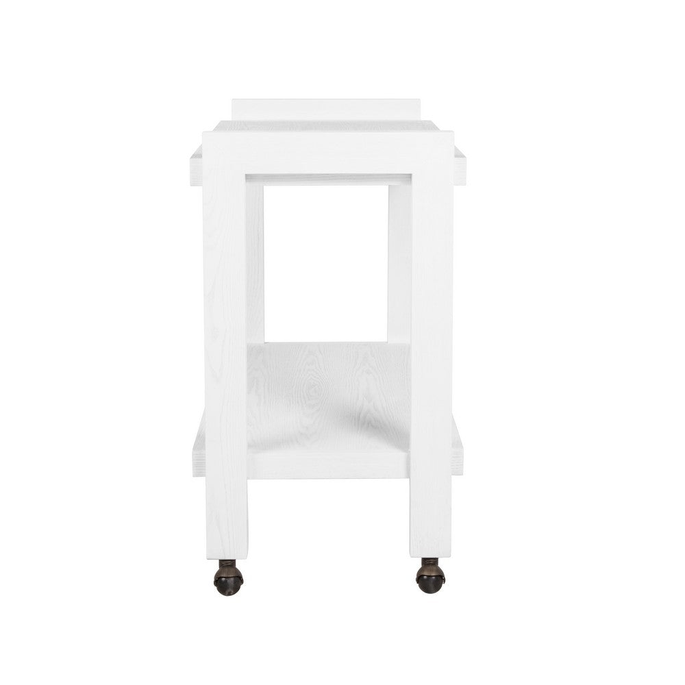 Worlds Away - Minimalist Bar Cart In White Washed Oak - ROCKWELL WWO view 3