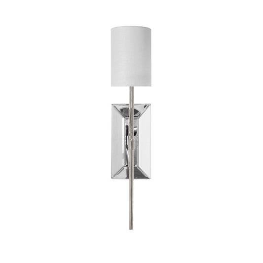 Worlds Away - Mirror & Nickel Sconce With White Linen Shade - VIRGINIA N view 1
