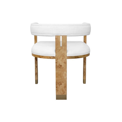 Worlds Away - Modern Chair In Burl Wood With White Linen Upholstery - JUDE BW view 4