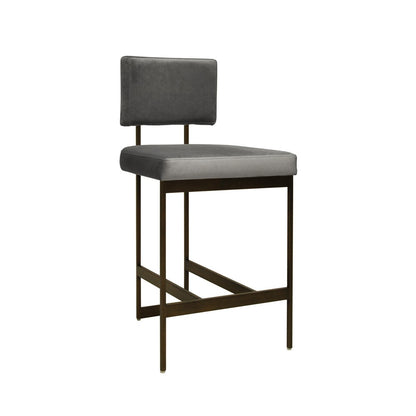 Worlds Away - Modern Counter Stool With Grey Velvet Cushion In Bronze - BAYLOR BGRY view 1