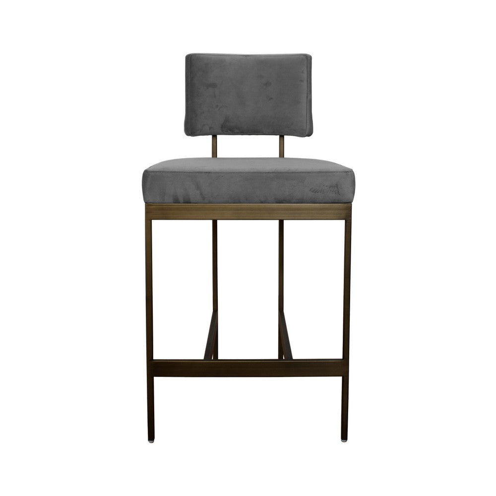 Worlds Away - Modern Counter Stool With Grey Velvet Cushion In Bronze - BAYLOR BGRY view 2