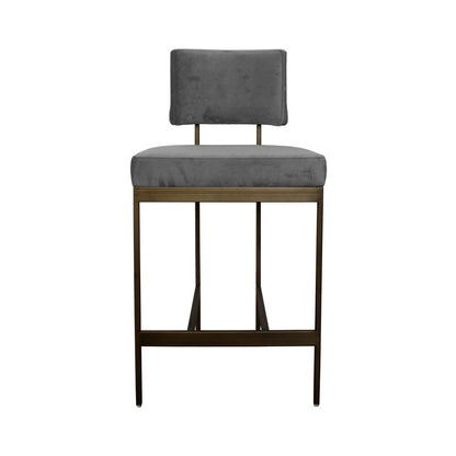 Worlds Away - Modern Counter Stool With Grey Velvet Cushion In Bronze - BAYLOR BGRY view 2