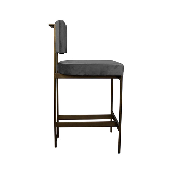 Worlds Away - Modern Counter Stool With Grey Velvet Cushion In Bronze - BAYLOR BGRY view 3