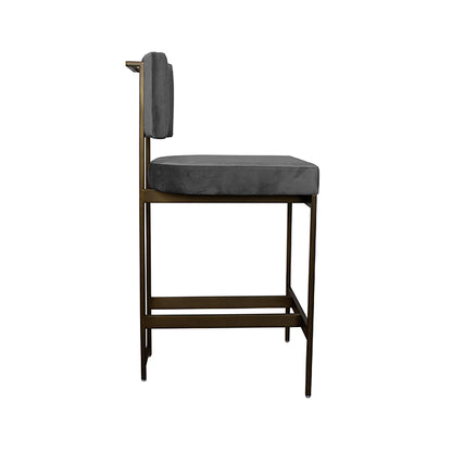 Worlds Away - Modern Counter Stool With Grey Velvet Cushion In Bronze - BAYLOR BGRY view 3