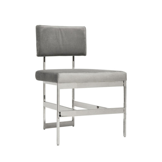 Worlds Away - Modern Dining Chair With Grey Velvet Cushion In Nickel - SHAW NGRY view 1