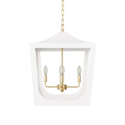 Worlds Away - Modern Pagoda Lantern With Four Light Gold Leaf Cluster, Body In White Powder Coat - WIMBLE GWH view 2