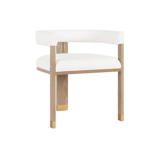 Worlds Away - Modern Wooden Accent Chair With White Linen Upholstery - Grey - JUDE CO view 1