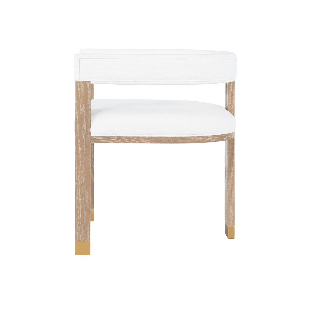 Worlds Away - Modern Wooden Accent Chair With White Linen Upholstery - Grey - JUDE CO view 3