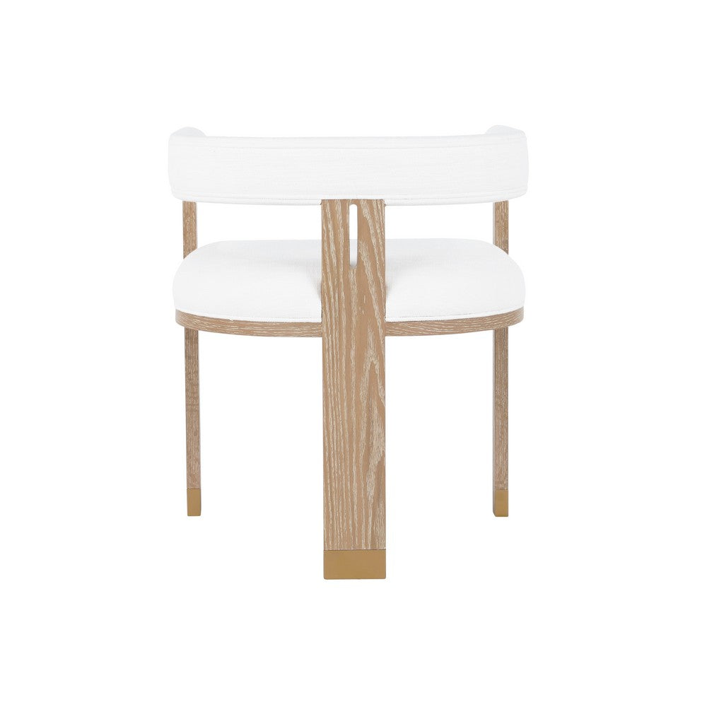 Worlds Away - Modern Wooden Accent Chair With White Linen Upholstery - Grey - JUDE CO view 4