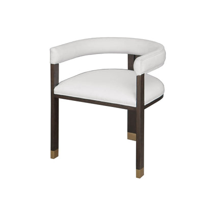Worlds Away - Modern Wooden Accent Chair With White Linen Upholstery - Grey - JUDE ES view 1