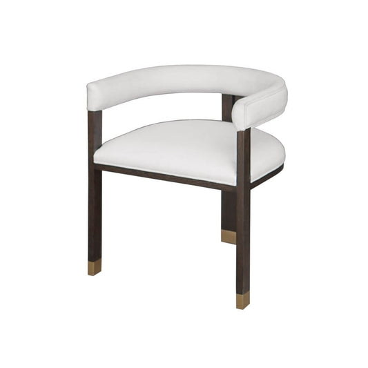 Worlds Away - Modern Wooden Accent Chair With White Linen Upholstery - Grey - JUDE ES view 1