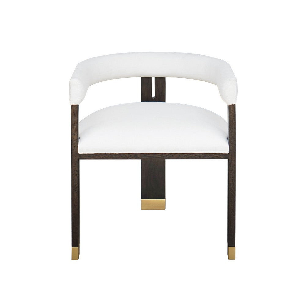Worlds Away - Modern Wooden Accent Chair With White Linen Upholstery - Grey - JUDE ES view 2
