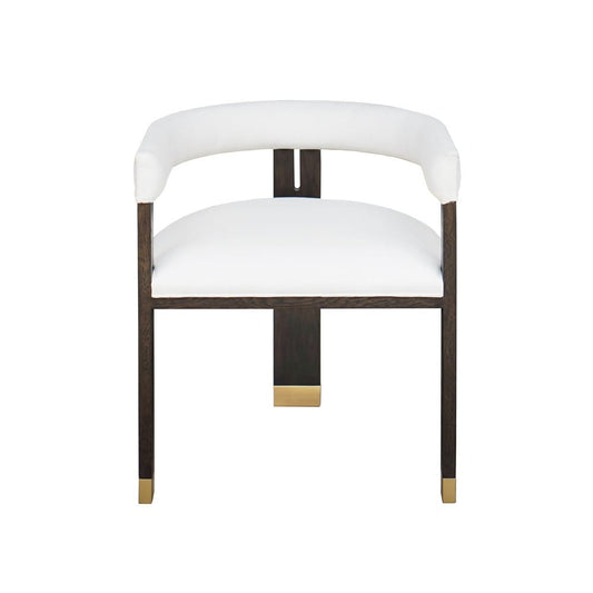 Worlds Away - Modern Wooden Accent Chair With White Linen Upholstery - Grey - JUDE ES view 2