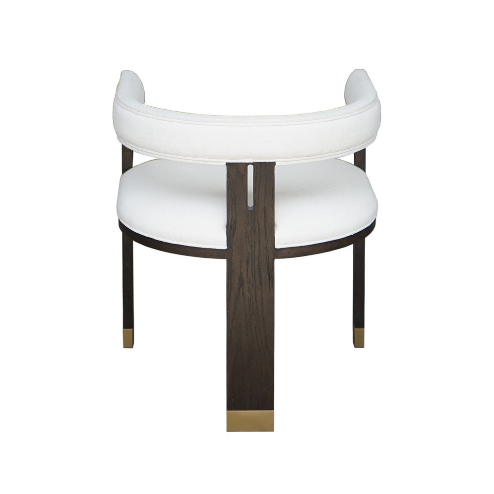 Worlds Away - Modern Wooden Accent Chair With White Linen Upholstery - Grey - JUDE ES view 3