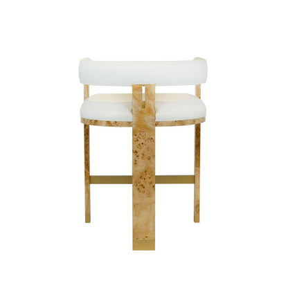 Worlds Away - Modern Wooden Accent Counter Stool In Burlwood With White Linen  - CRUISE BW view 4