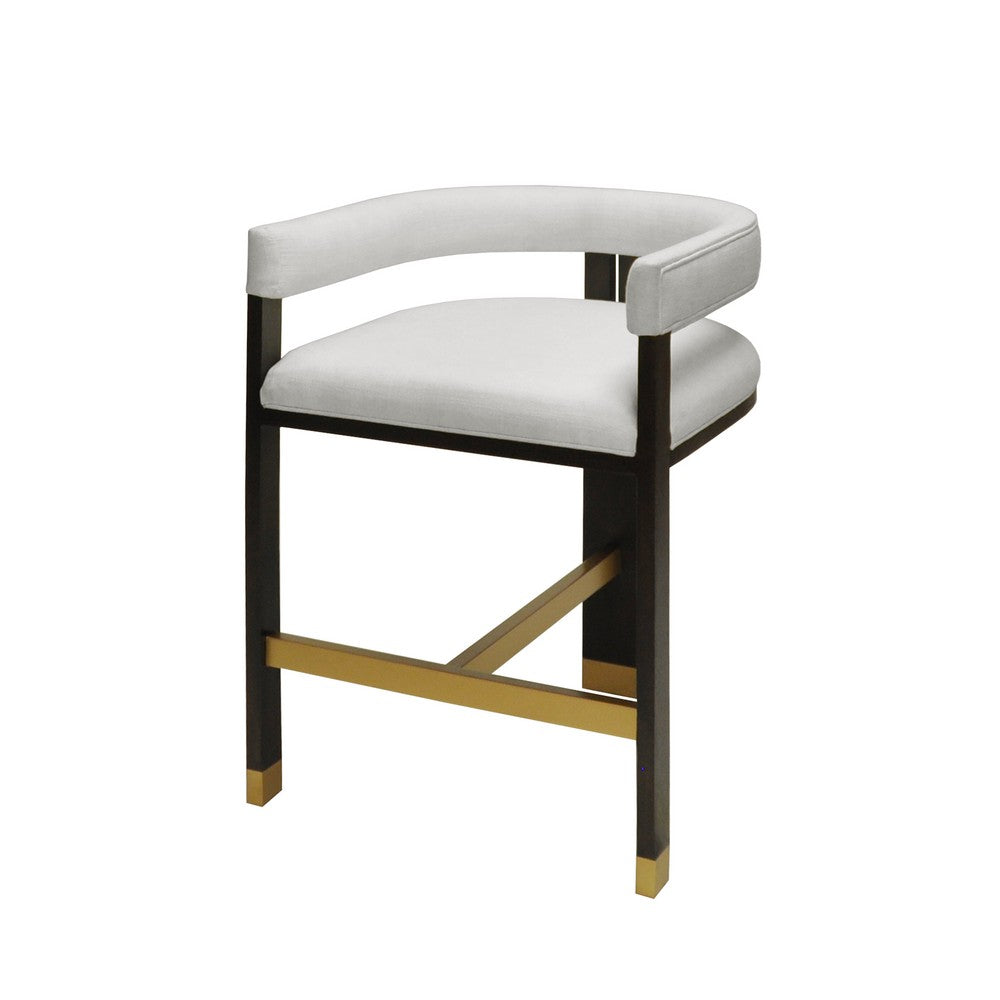 Worlds Away - Modern Wooden Accent Counter Stool With White Linen Upholstery - CRUISE ES view 1