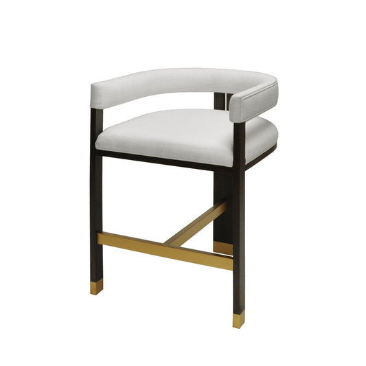 Worlds Away - Modern Wooden Accent Counter Stool With White Linen Upholstery - CRUISE ES view 1