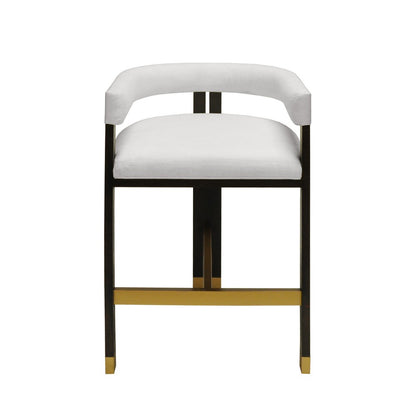 Worlds Away - Modern Wooden Accent Counter Stool With White Linen Upholstery - CRUISE ES view 2