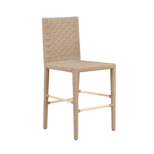 Worlds Away - Natural Rope Basketweave Pattern Counter Stool With Antique Brass Stretcher - BURBANK CS view 1