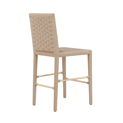 Worlds Away - Natural Rope Basketweave Pattern Counter Stool With Antique Brass Stretcher - BURBANK CS view 4