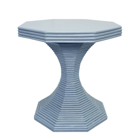 Worlds Away - Octagonal Reeded Feature Table In Painted Light Blue - OCTAVIA SM LB view 1