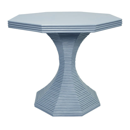 Worlds Away - Octagonal Reeded Side Table In Painted Light Blue - OCTAVIA LG LB view 1