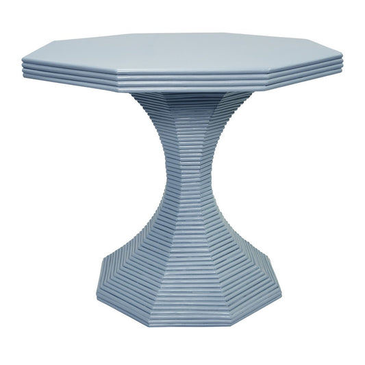 Worlds Away - Octagonal Reeded Side Table In Painted Light Blue - OCTAVIA LG LB view 1