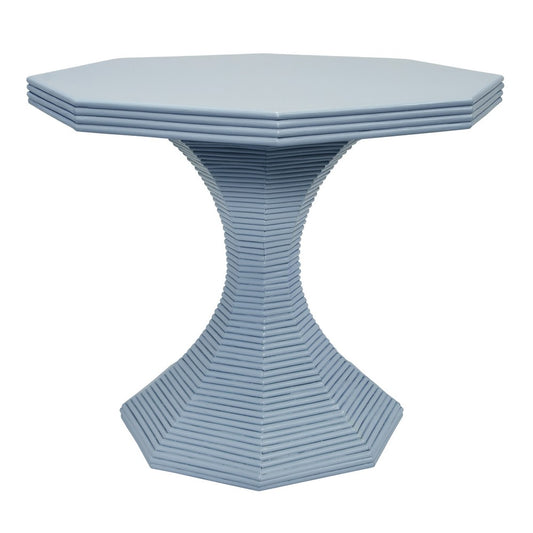 Worlds Away - Octagonal Reeded Side Table In Painted Light Blue - OCTAVIA LG LB view 2