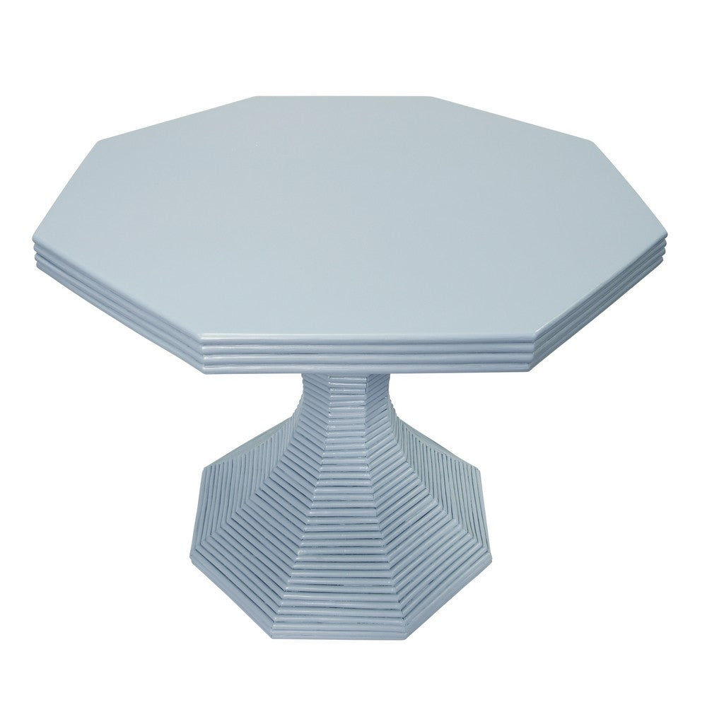 Worlds Away - Octagonal Reeded Side Table In Painted Light Blue - OCTAVIA LG LB view 3
