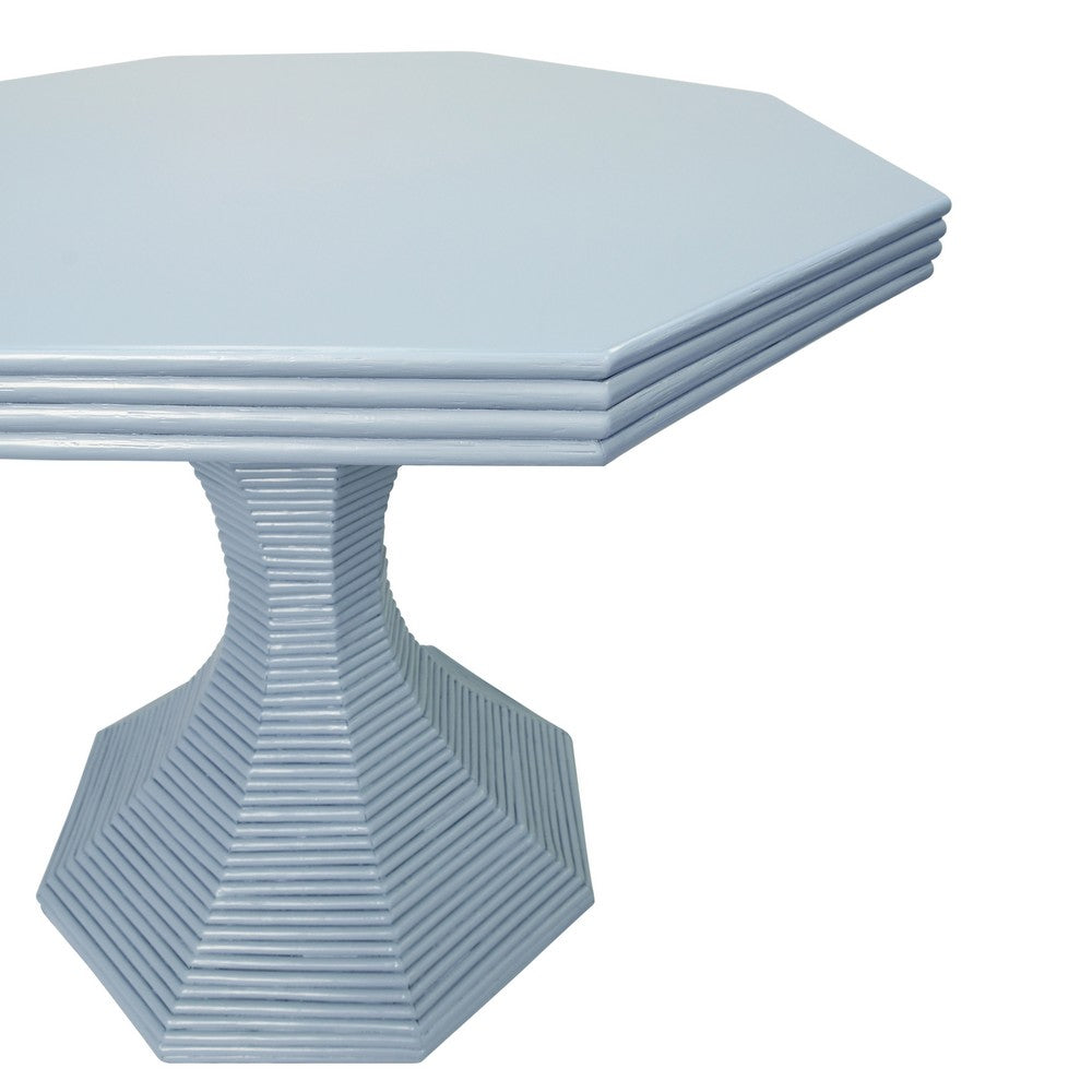 Worlds Away - Octagonal Reeded Side Table In Painted Light Blue - OCTAVIA LG LB view 4