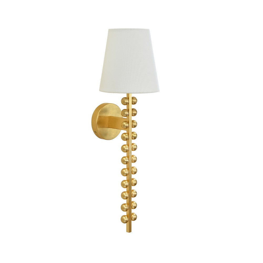 Worlds Away - One Arm Ball Lined Sconce With White Linen Shade - GINO G view 1