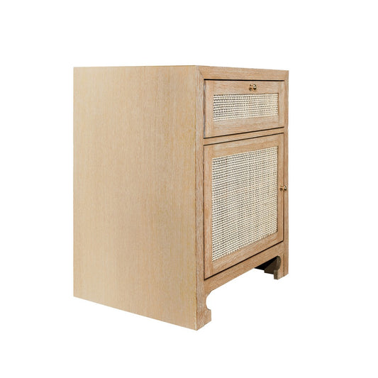 Worlds Away - One Door Cabinet With Cane Door Front In Cerused Oak - RUTH CO view 1