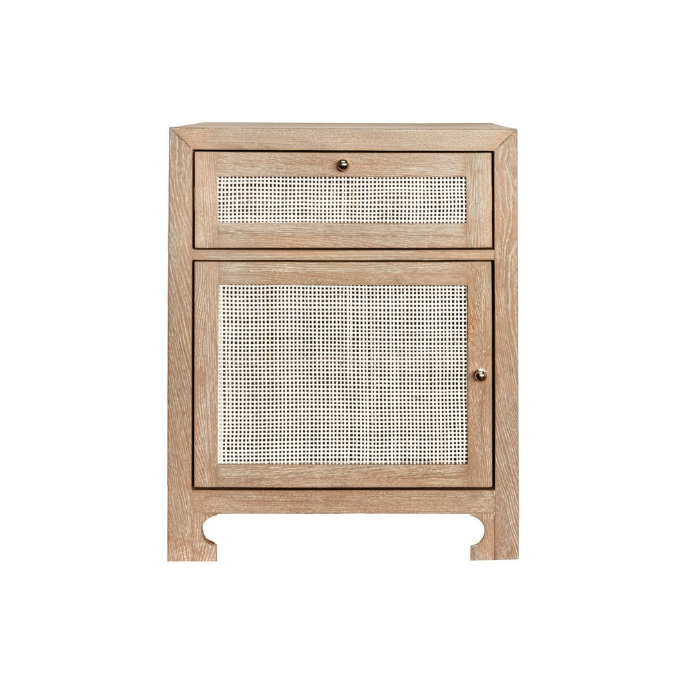 Worlds Away - One Door Cabinet With Cane Door Front In Cerused Oak - RUTH CO view 2