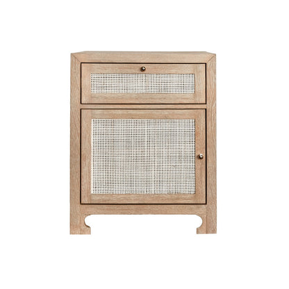Worlds Away - One Door Cabinet With Cane Door Front In Cerused Oak - RUTH CO view 2