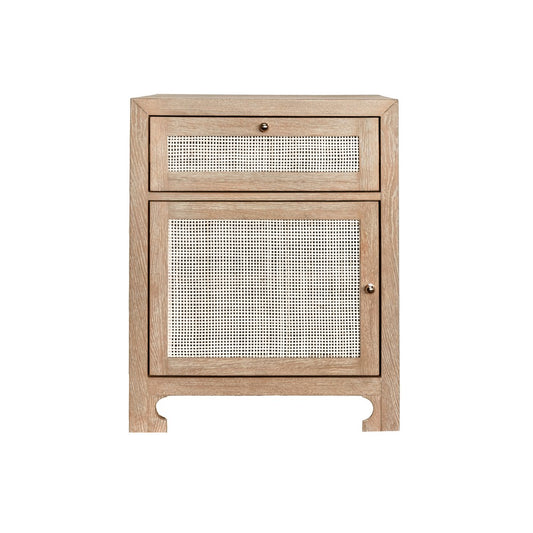 Worlds Away - One Door Cabinet With Cane Door Front In Cerused Oak - RUTH CO view 2