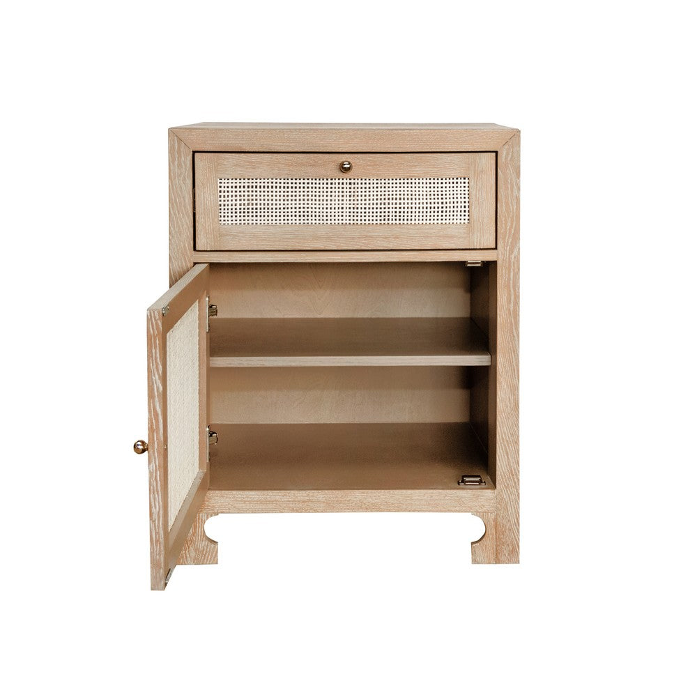 Worlds Away - One Door Cabinet With Cane Door Front In Cerused Oak - RUTH CO view 4