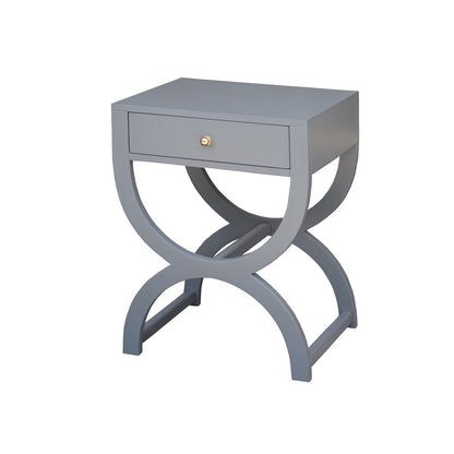 Worlds Away - One Drawer Side Table In Grey Lacquer - ALEXIS GRY view 1