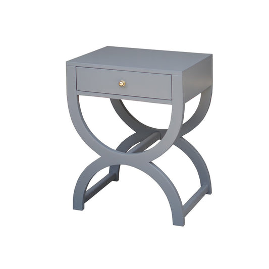 Worlds Away - One Drawer Side Table In Grey Lacquer - ALEXIS GRY view 1