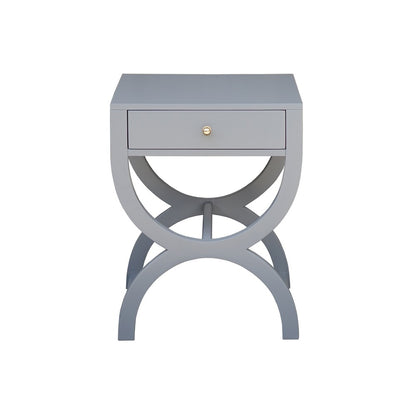 Worlds Away - One Drawer Side Table In Grey Lacquer - ALEXIS GRY view 2
